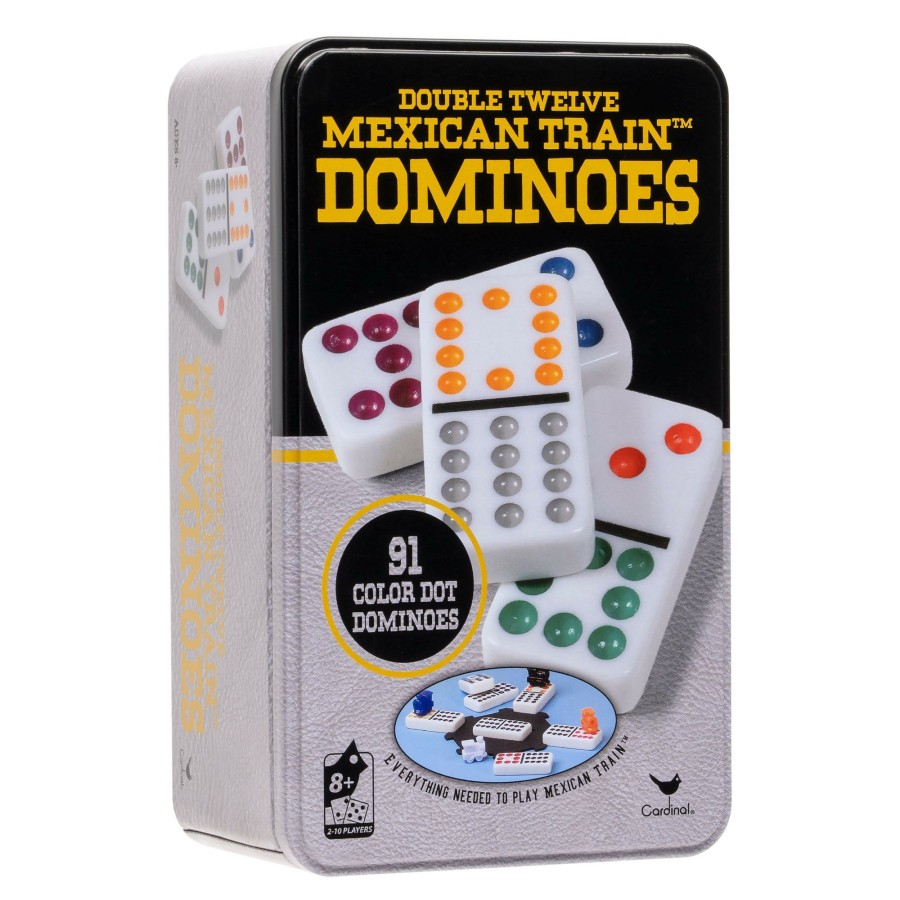 Family Games * | Wholesale Cardinal Double Twelve Mexican Train Dominoes In Tin