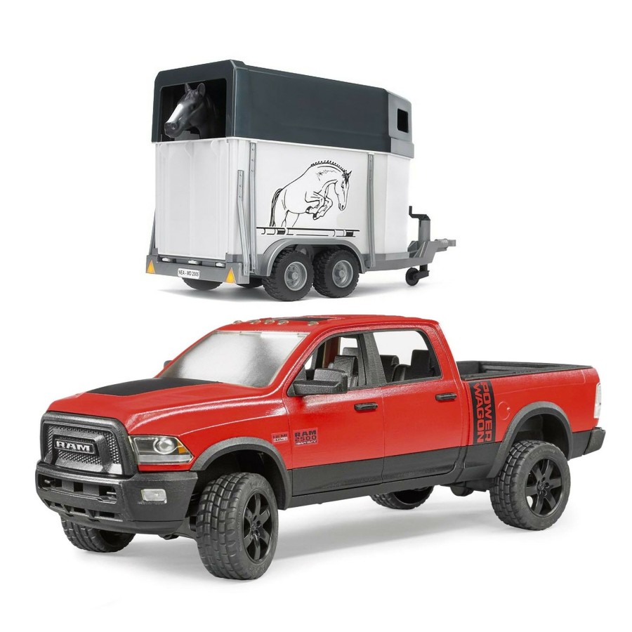 Boys Toys * | Budget Bruder Toys Bruder Ram 2500 Power Wagon With Horse Trailer & Horse