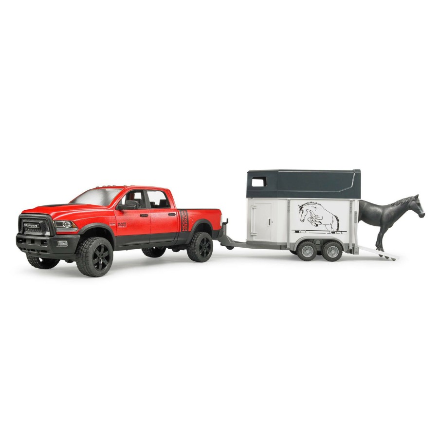 Boys Toys * | Budget Bruder Toys Bruder Ram 2500 Power Wagon With Horse Trailer & Horse