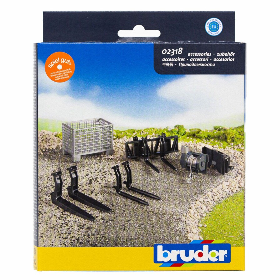 Boys Toys * | Brand New Bruder Toys Bruder Accessories : Box-Type Pallet , Winch And Front Loader Forks