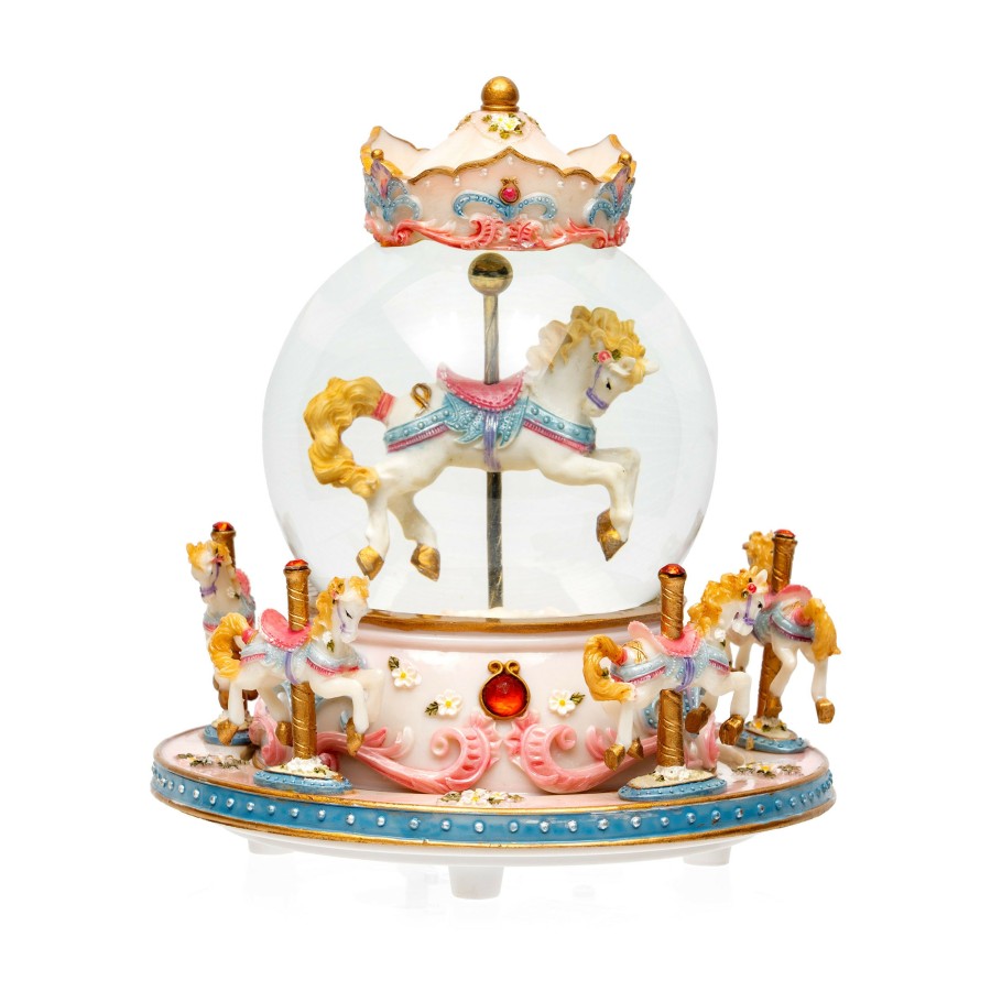 Girls Toys * | Best Deal Hi Musical Glitter Globe Revolving Horse Carousel