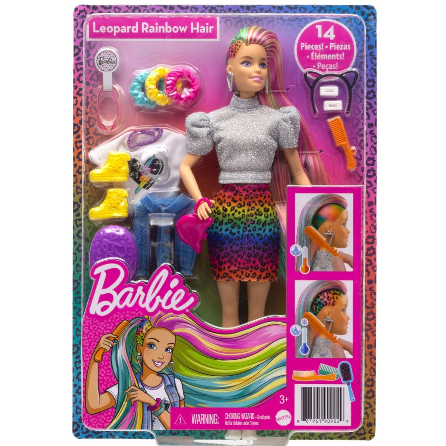 Girls Toys * | Coupon Barbie Leopard Rainbow Hair